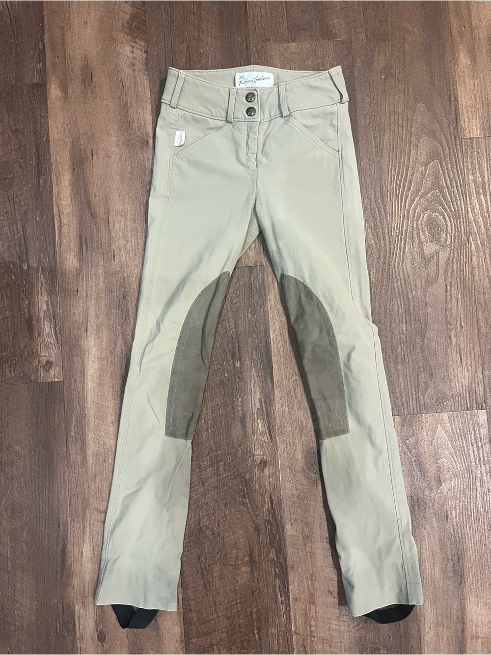 The Tailored Sportsman Girls Tan Riding Jodphurs with Dark Knee Patches